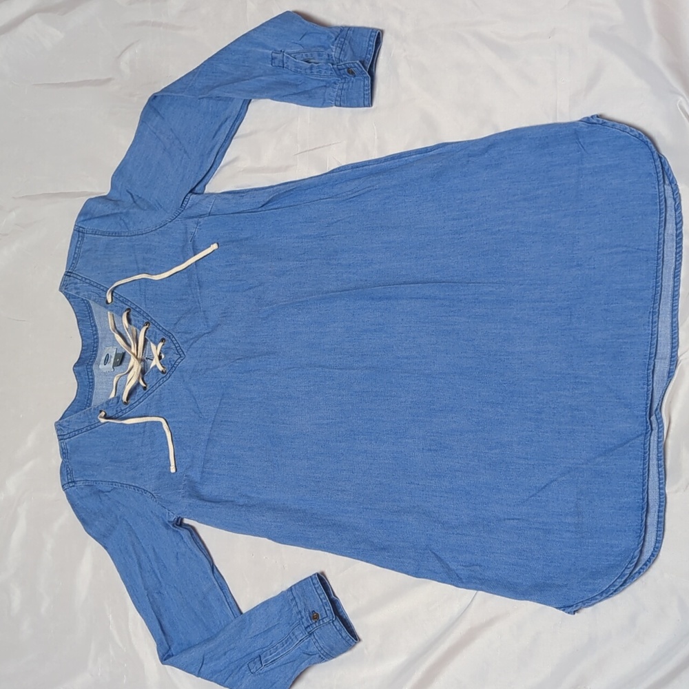 NWT Coastal Cowgirl Old Navy Lace Up Chambray Long Sleeve Tunic Dress